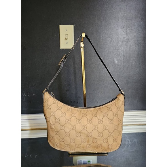 Authentic Gucci GG Canvas and Leather Zip Hobo Bag Beige/Brown - Picture 1 of 11